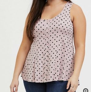 Torrid Plus Sizs Polka Dot Challis Button Tank